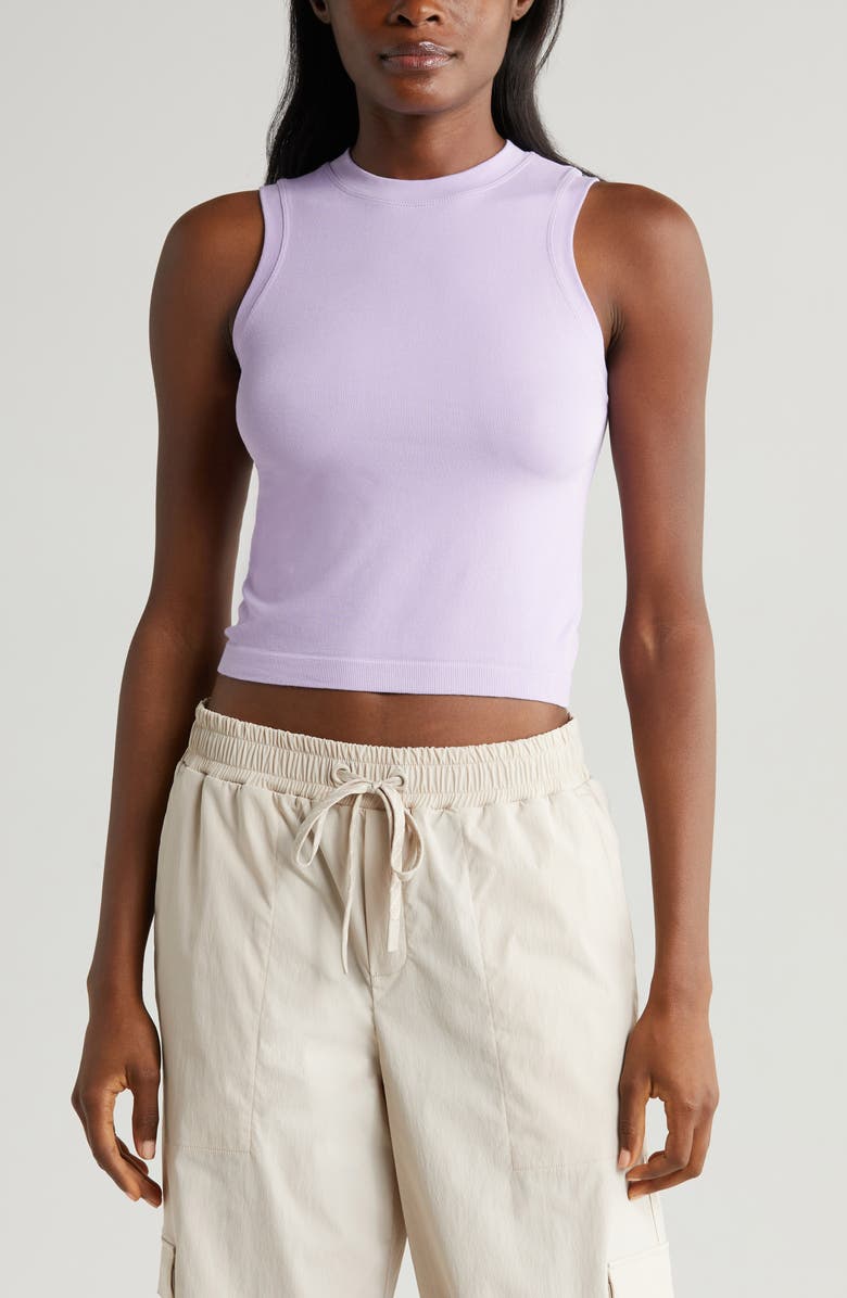 Zella Seamless Crewneck Tank, Main, color, Purple Secret