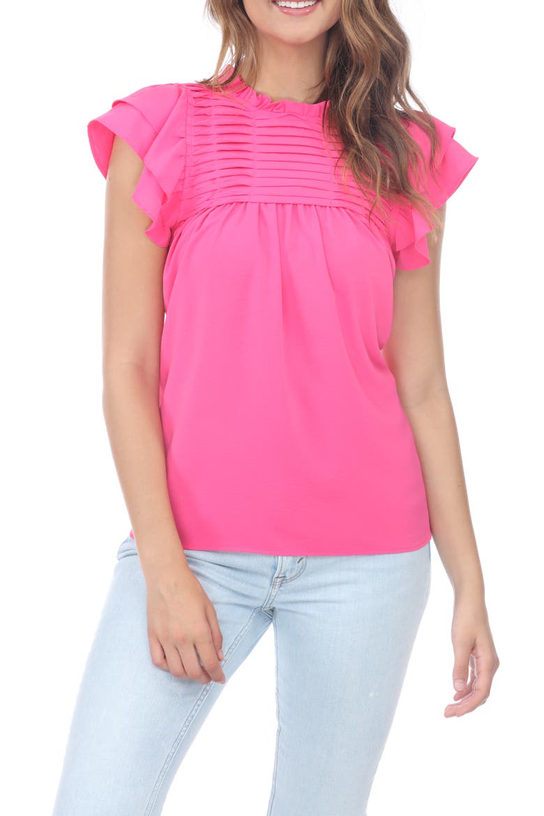 Ruffle Pleated Shirt, Main, color, FUCHSIA