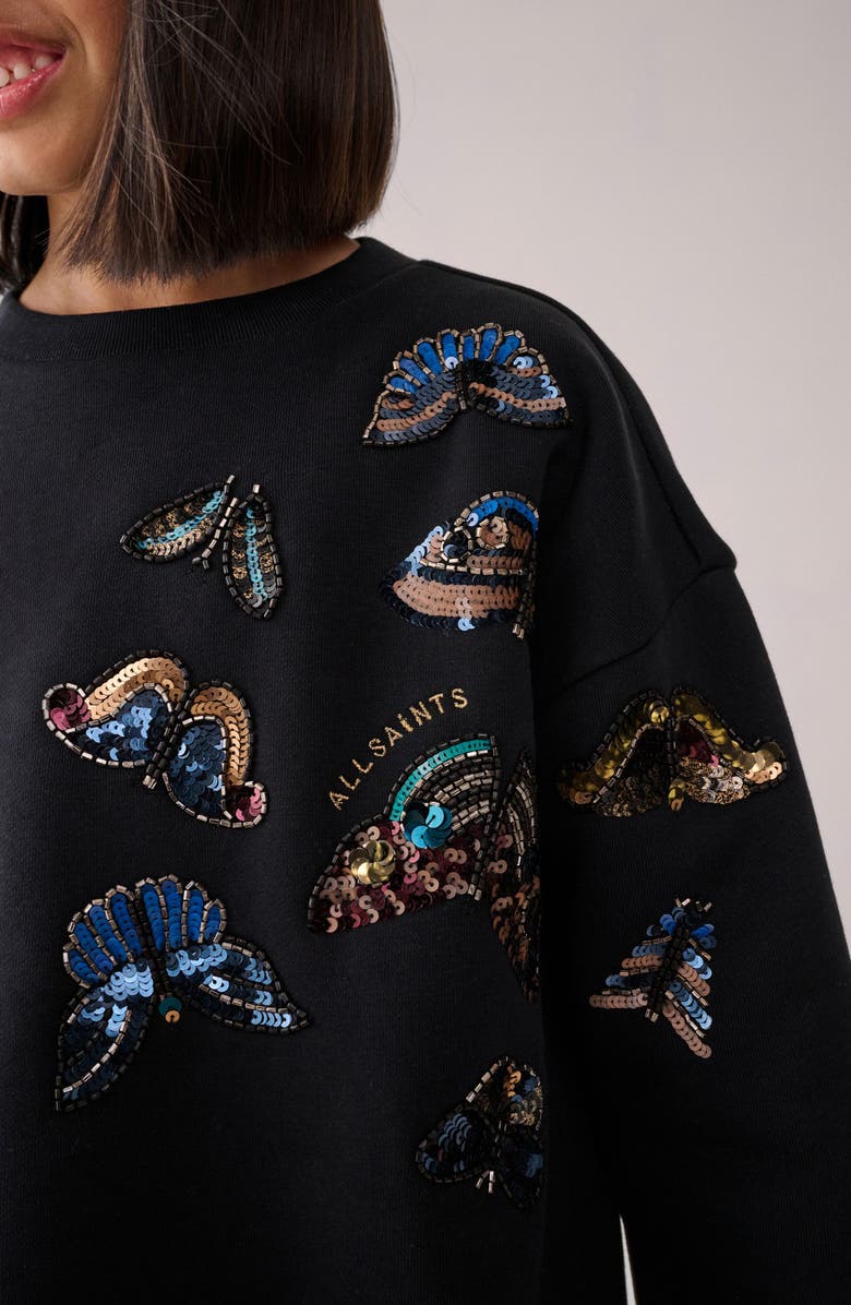 smALLSAINTS by ALLSAINTS Kids' Butterfly Sequin Embellished Long Sleeve Sweatshirt Dress, Alternate, color, 