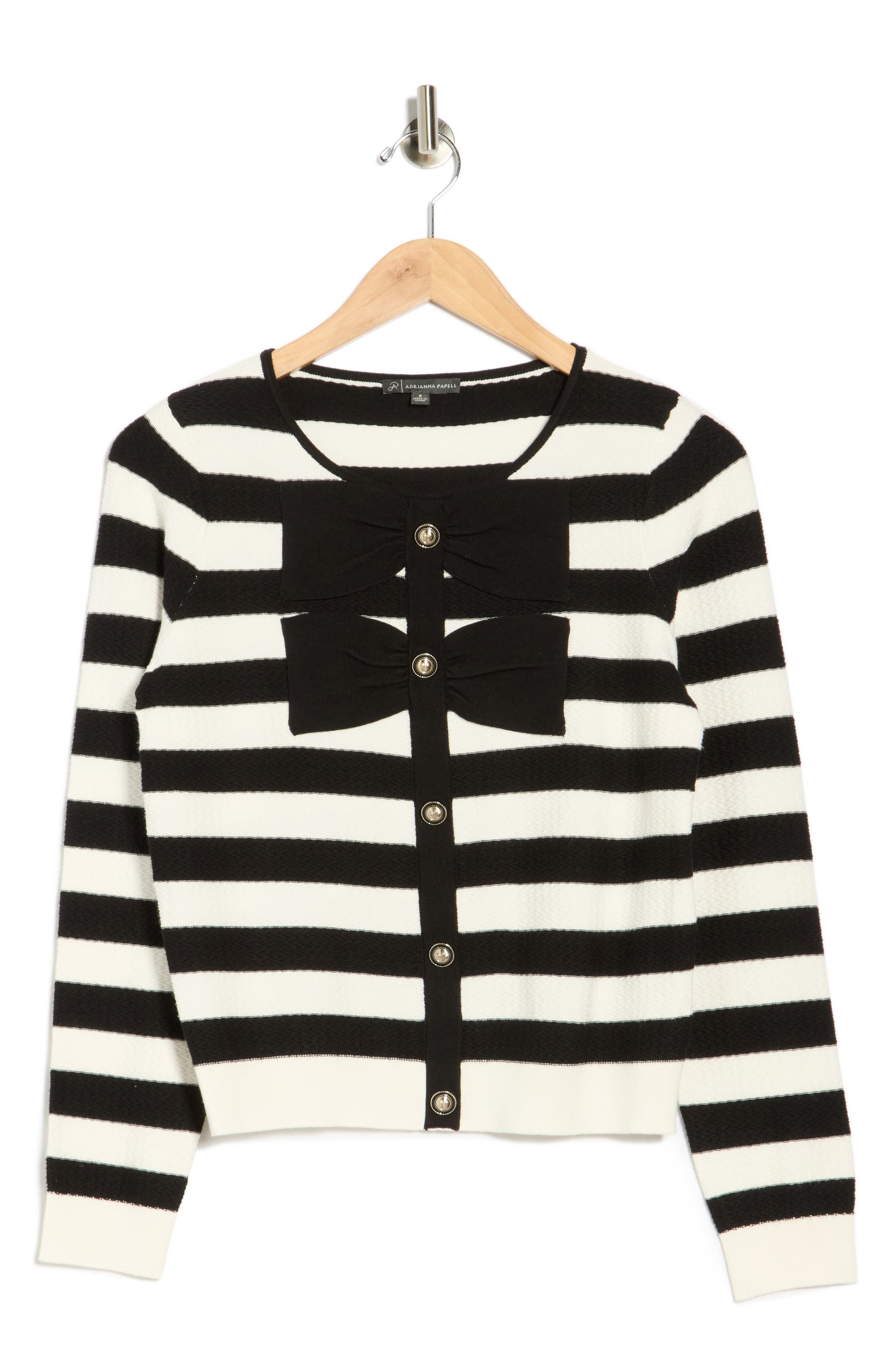 Adrianna Papell Contrast Tipped Bow Sweater