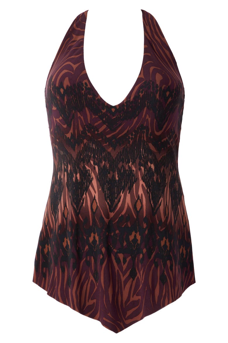 Zabra Taylor Tankini Top, Alternate, color, BROWN MULTI
