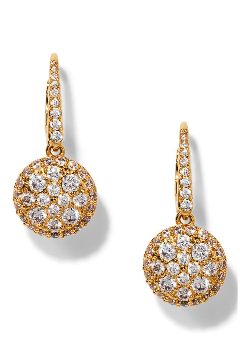 Crushed Pavé Round Drop Earrings, Alternate, color, GOLD
