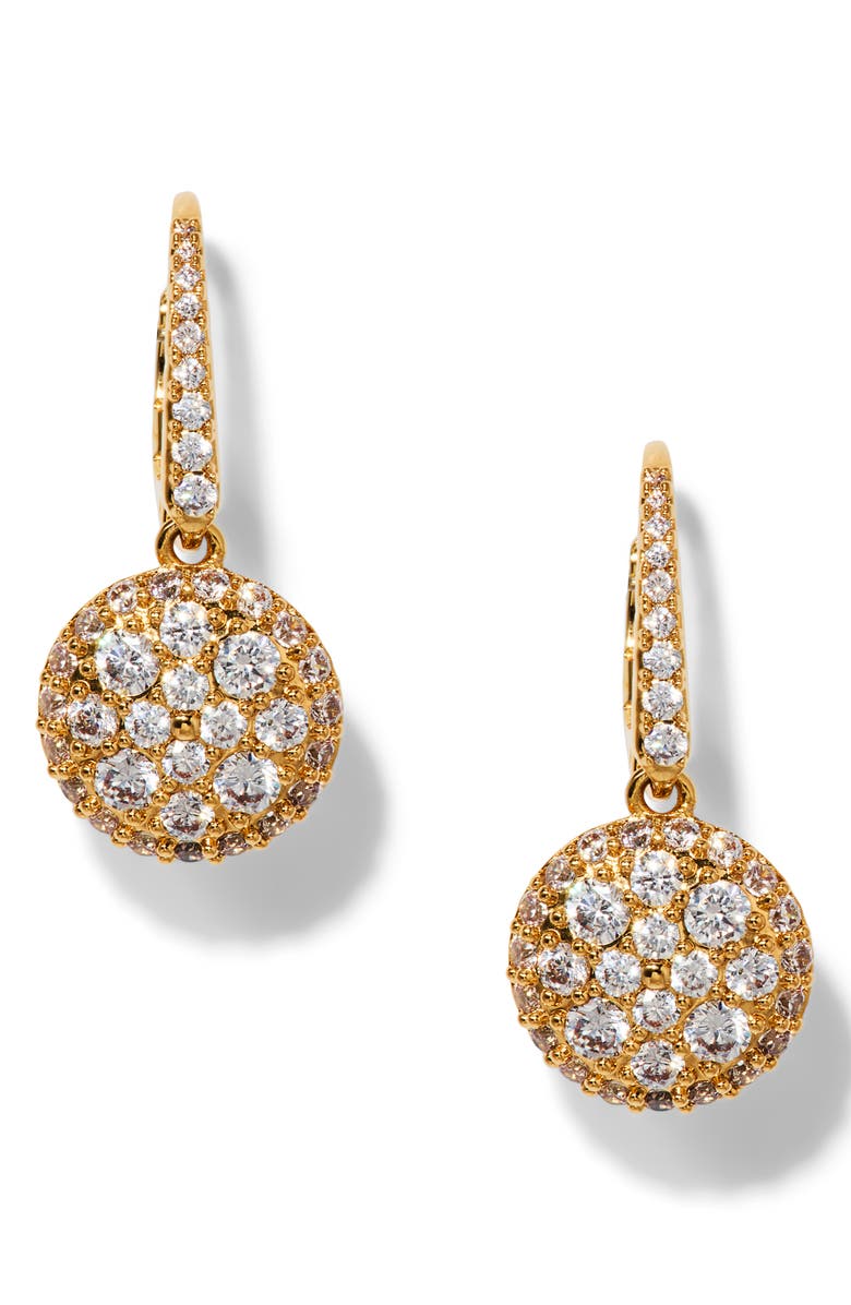 Nadri Crushed Pavé Round Drop Earrings, Alternate, color, Gold