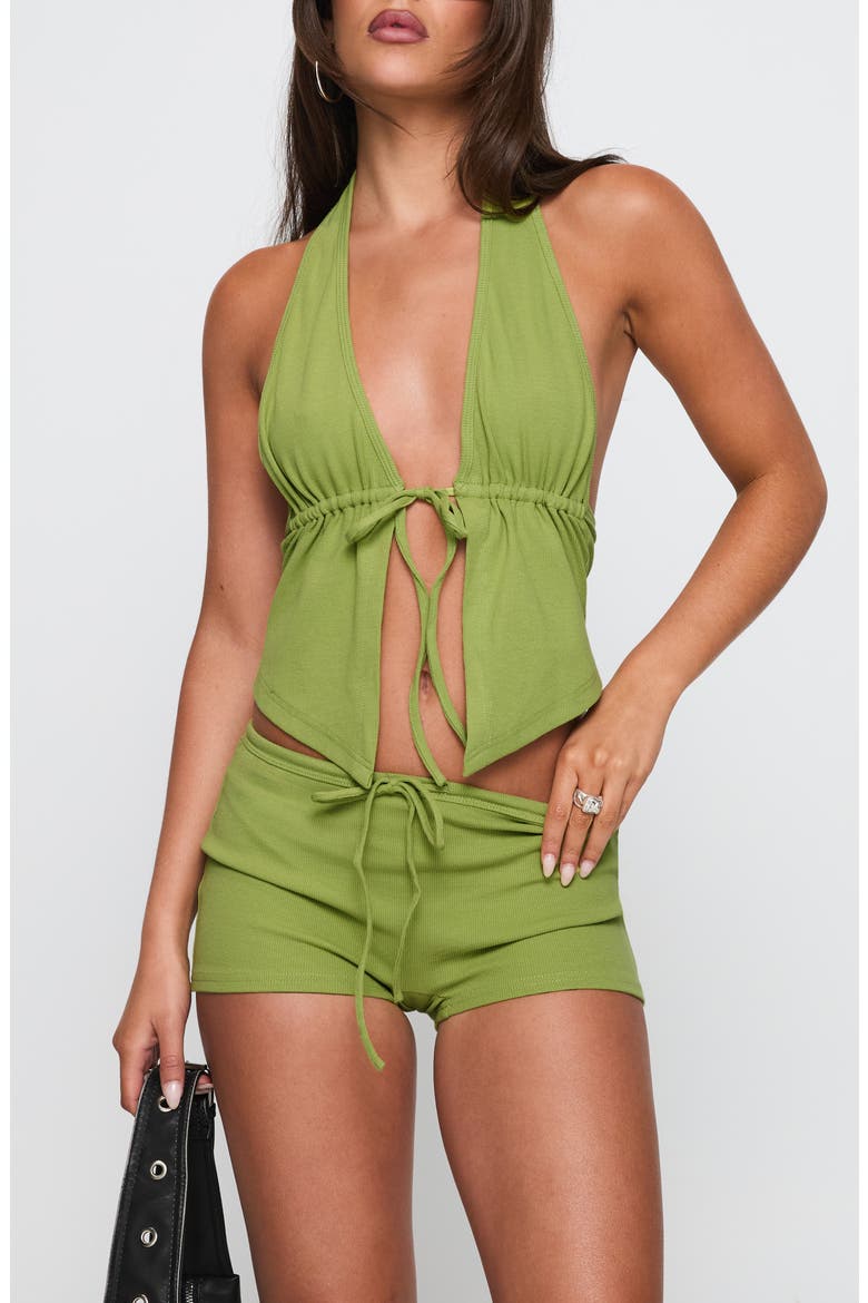 Obviously Open Front Halter Top, Main, color, GREEN