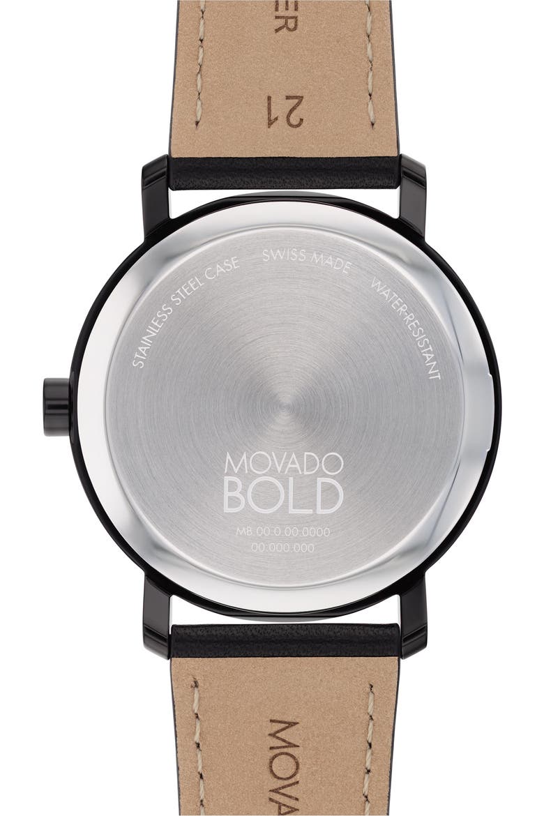 Bold Evolution 2.0 Leather Strap Watch, 40mm, Alternate, color, BLACK