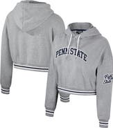 THE WILD COLLECTIVE Women's The Wild Collective Heather Gray Penn State Nittany Lions Cropped Shimmer Pullover Hoodie