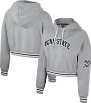 THE WILD COLLECTIVE Women's The Wild Collective Heather Gray Penn State Nittany Lions Cropped Shimmer Pullover Hoodie