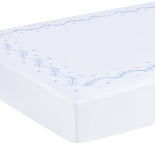 Shop Little English Kids' Embroidered Crib Sheet In Sky