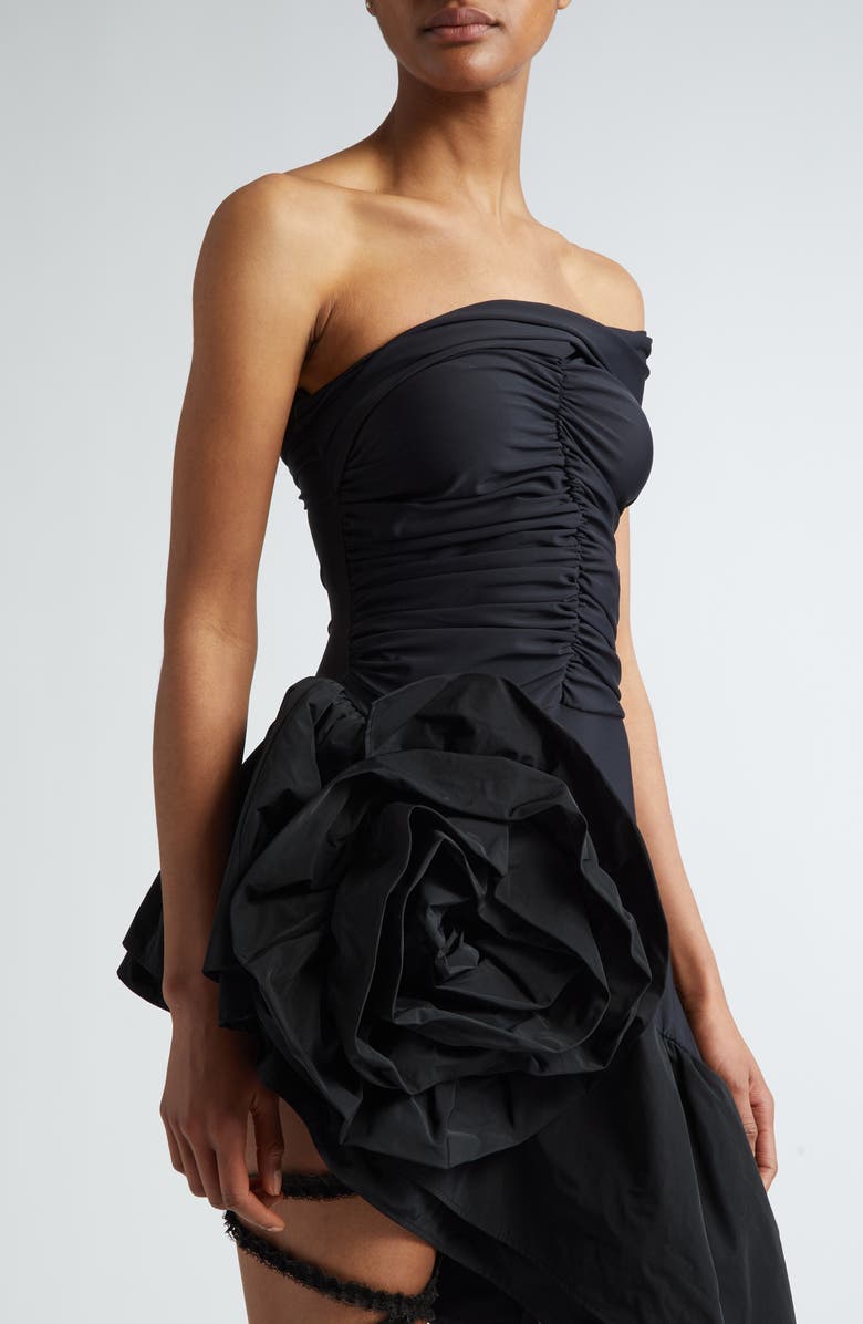 Vaquera Afterparty Rosette Strapless Asymmetric Dress, Alternate, color, 
