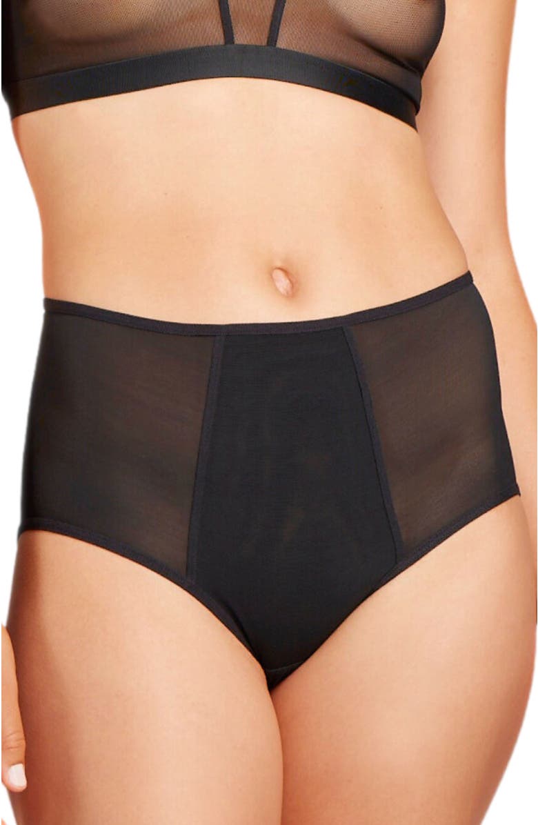Siella Power Mesh High Waist Brief, Main, color, Black