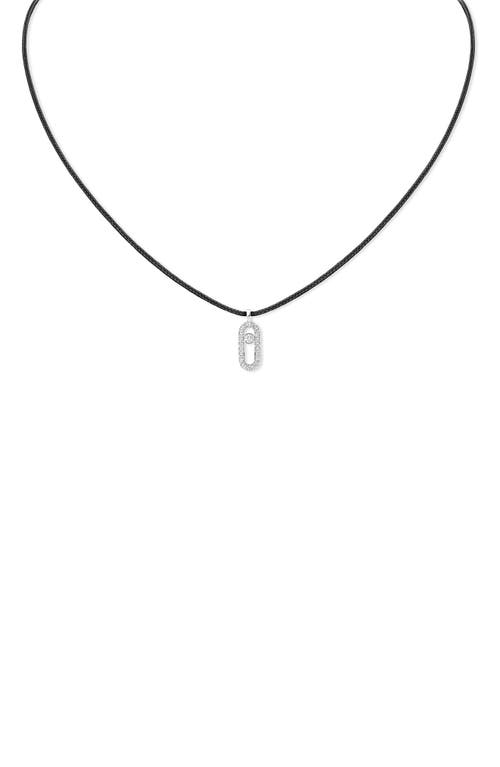 Messika Care Diamond Pavé Pendant Cord Necklace In White Gold