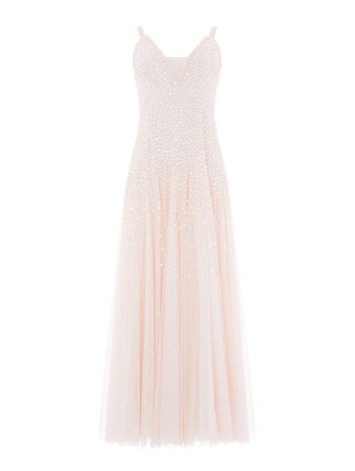 Needle & Thread Sequin Cascade Cami Plunge Gown In White