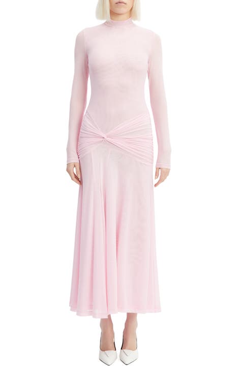 Lea Long Sleeve Mesh Midi Dress