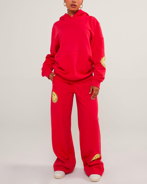 Samii Ryan Smiley Oversized Hoodie In Red
