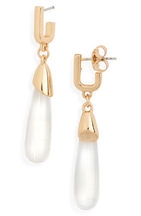 Teardrop Stone J-Hoop Earrings