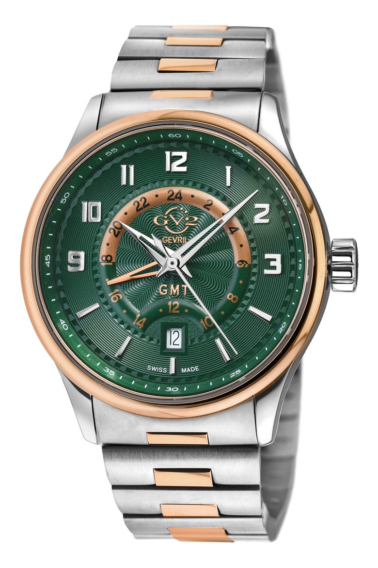 GEVRIL Men's Giromondo Two-Tone Bracelet Watch, 40mm, Main, color, TWO TONE SSIPRG