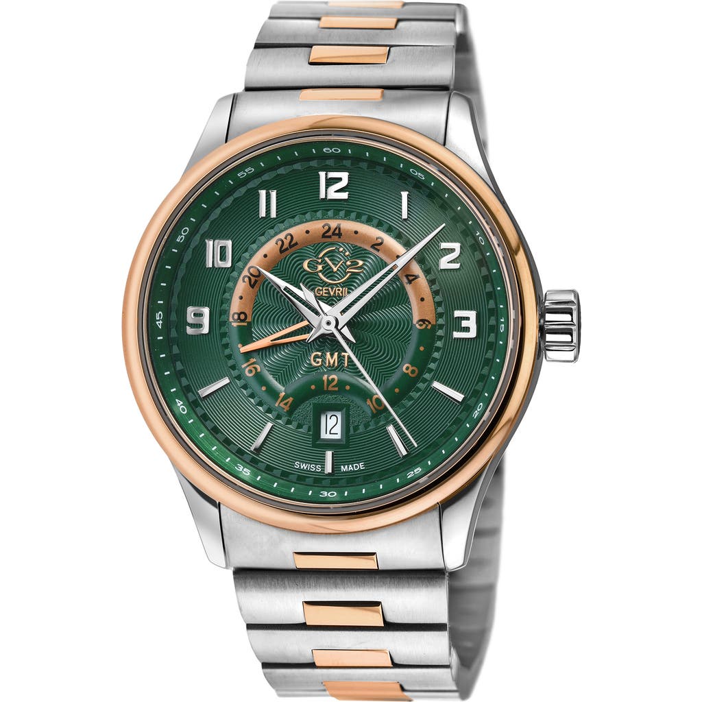 Gv2 Giromondo Two-tone Bracelet Watch, 40mm In Green