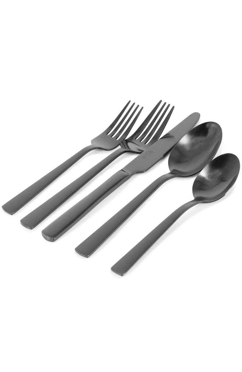 Gibson Elite Earlston 20 Piece Stainless Steel Flatware Set, Alternate, color, Black