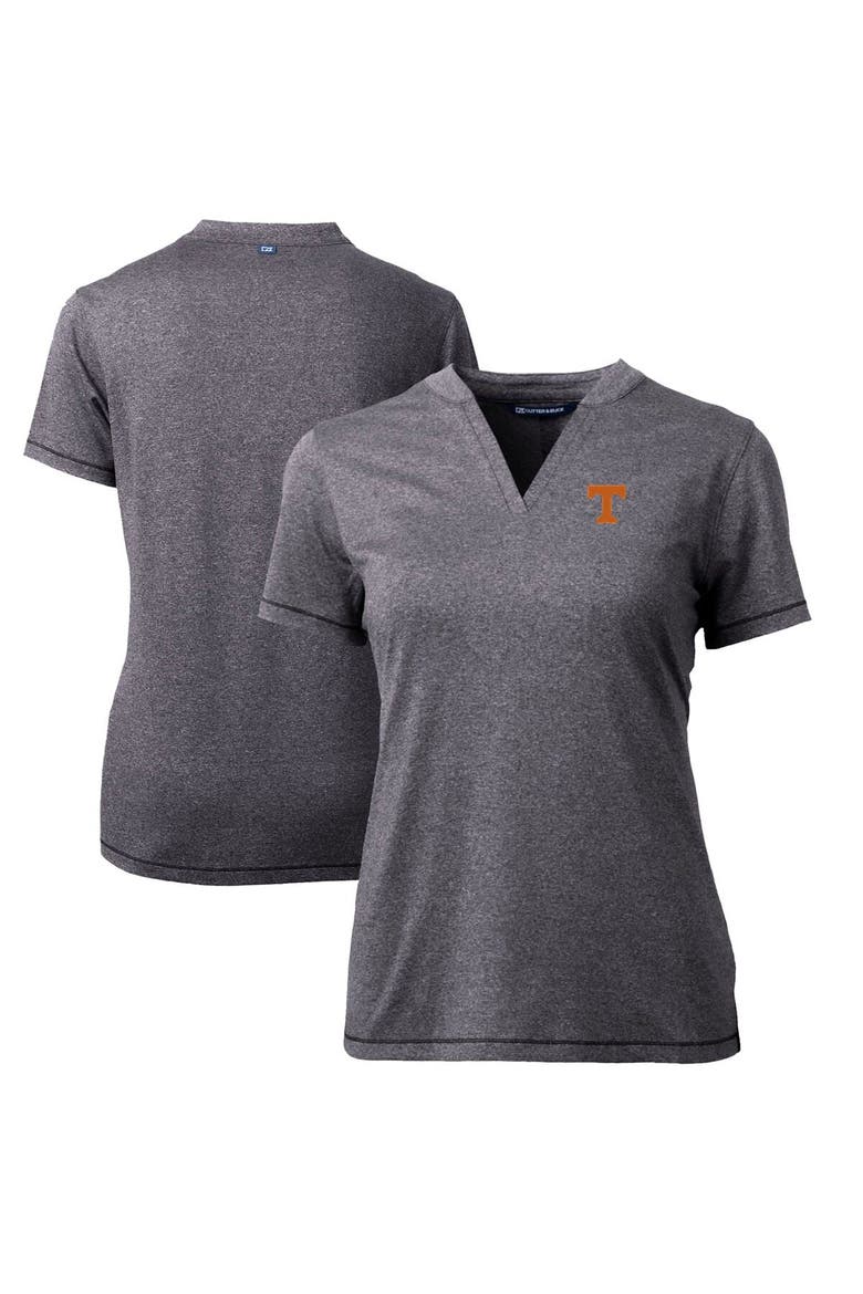 Women's Cutter & Buck Heather Charcoal Tennessee Volunteers Forge Blade V-Neck Top, Main, color, Heather Charcoal