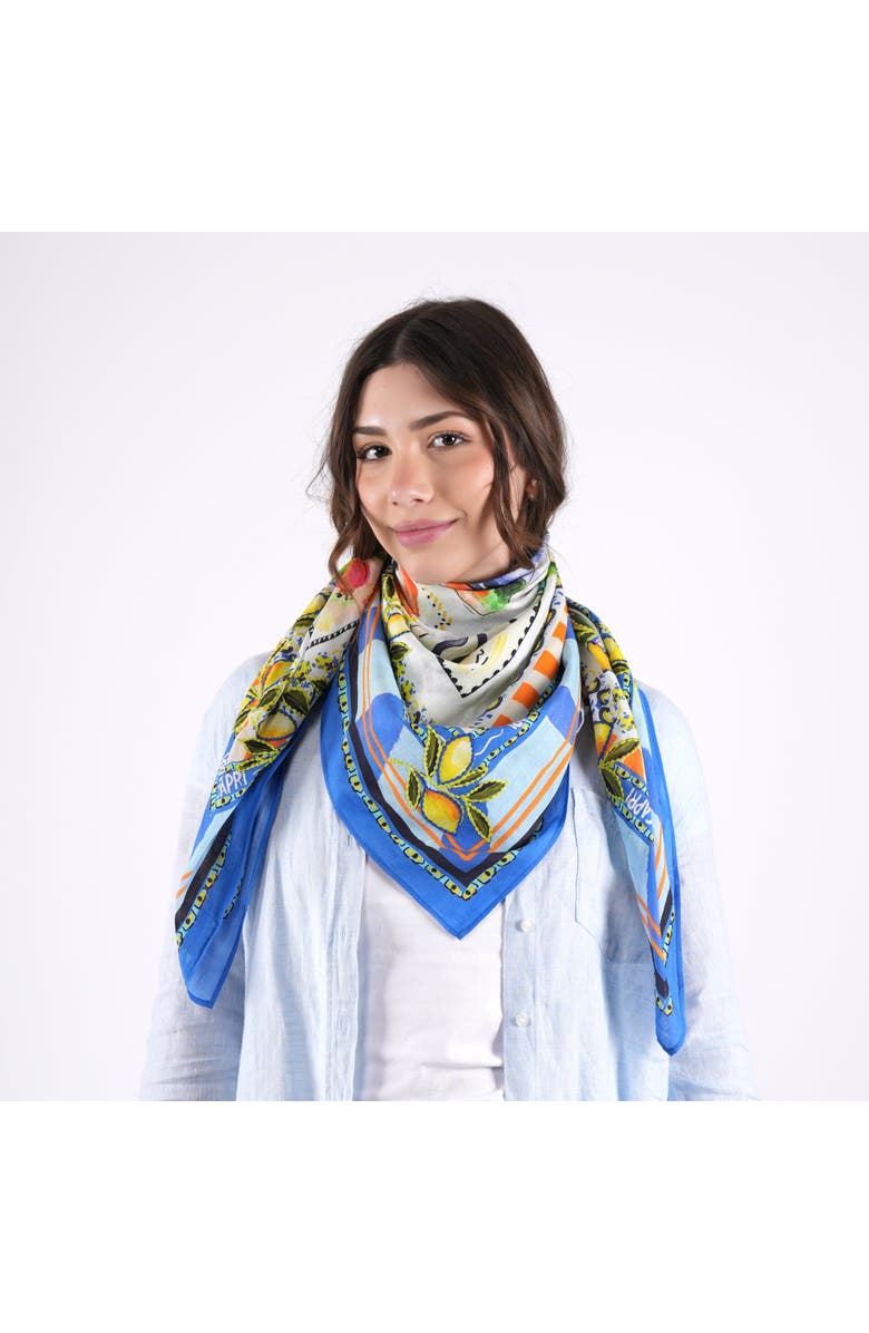 Vismaya Capri Postcard Square Scarf, Alternate, color, Blue