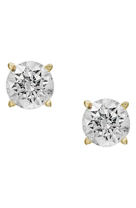 14K White Gold Round Diamond Stud Earrings - 1.00 ctw.