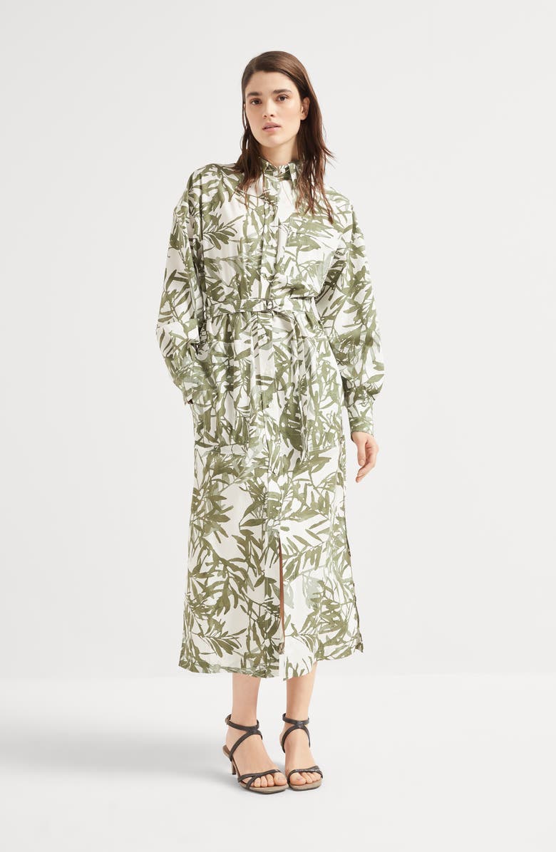 Brunello Cucinelli Herbarium Print chemisier dress, Alternate, color,