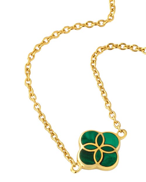 Jan Leslie Sterling With 18k Gold Overlay And Gemstones Single Petal Station Necklace In Green