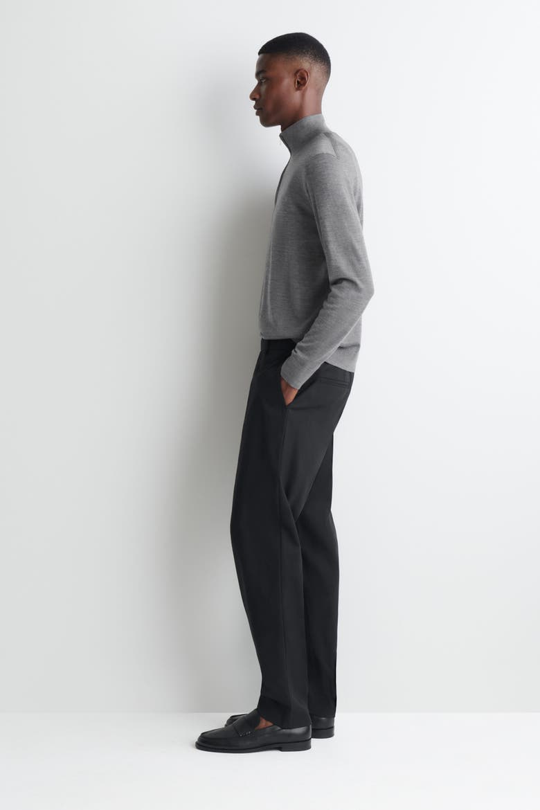 Merino Wool Zip-Up Mock-Neck Sweater, Alternate, color, GRAY MÉLANGE
