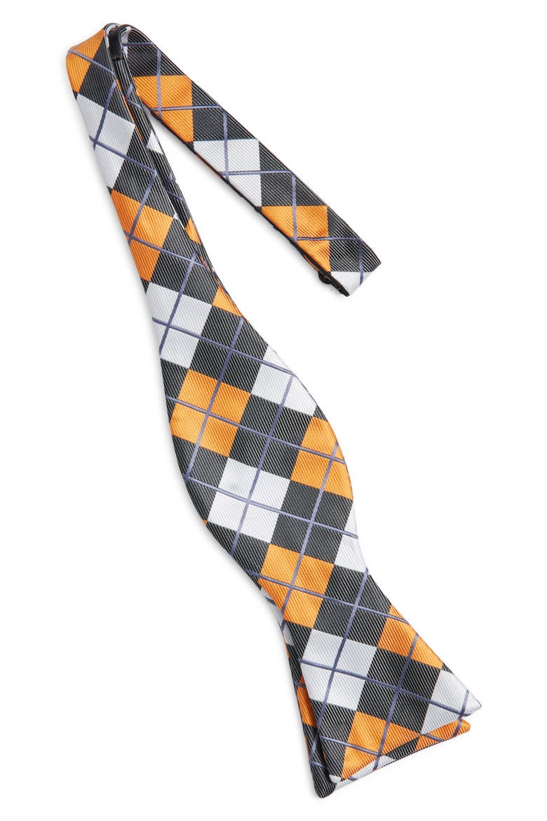 Argyle Silk Bow Tie, Alternate, color, ORANGE