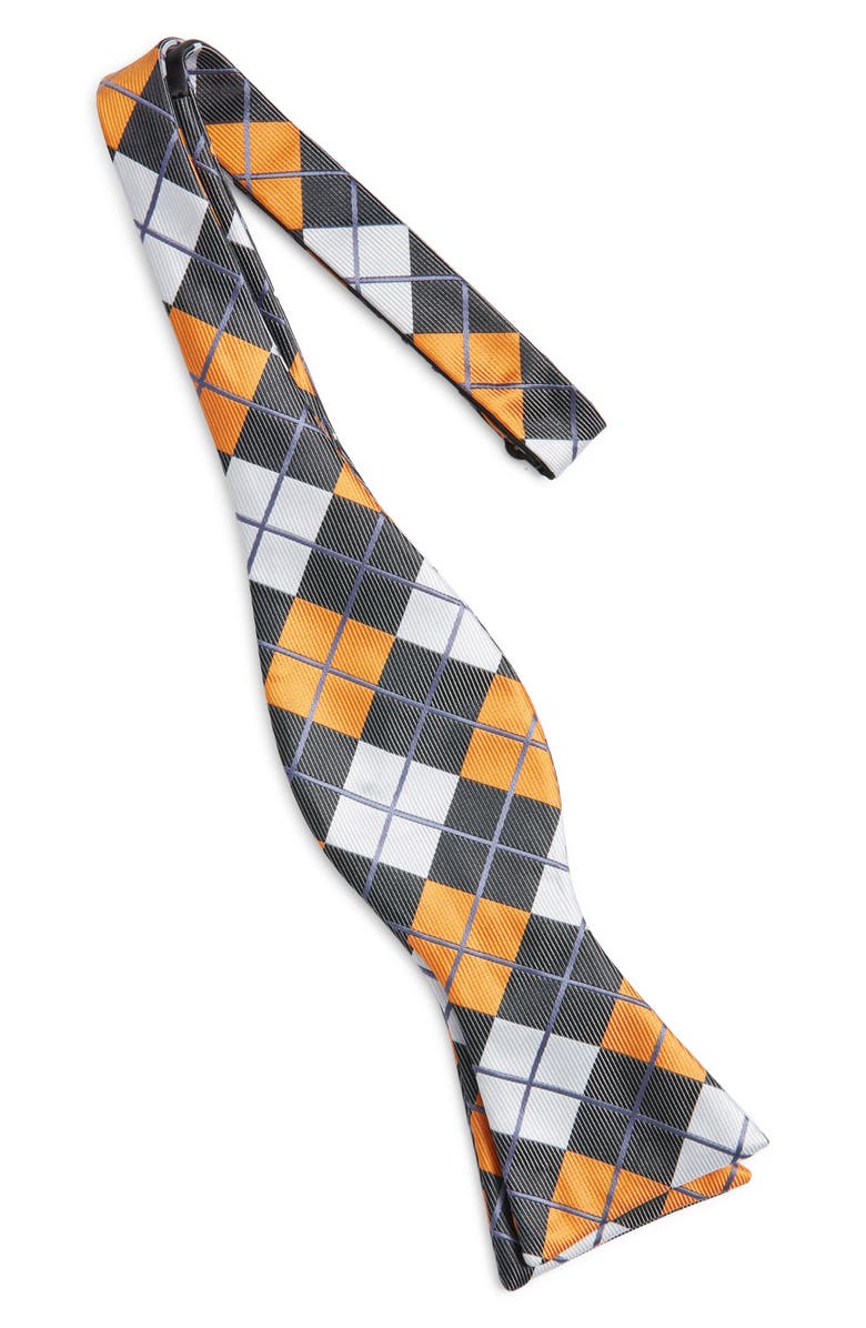 CLIFTON WILSON Argyle Silk Bow Tie, Alternate, color, Orange