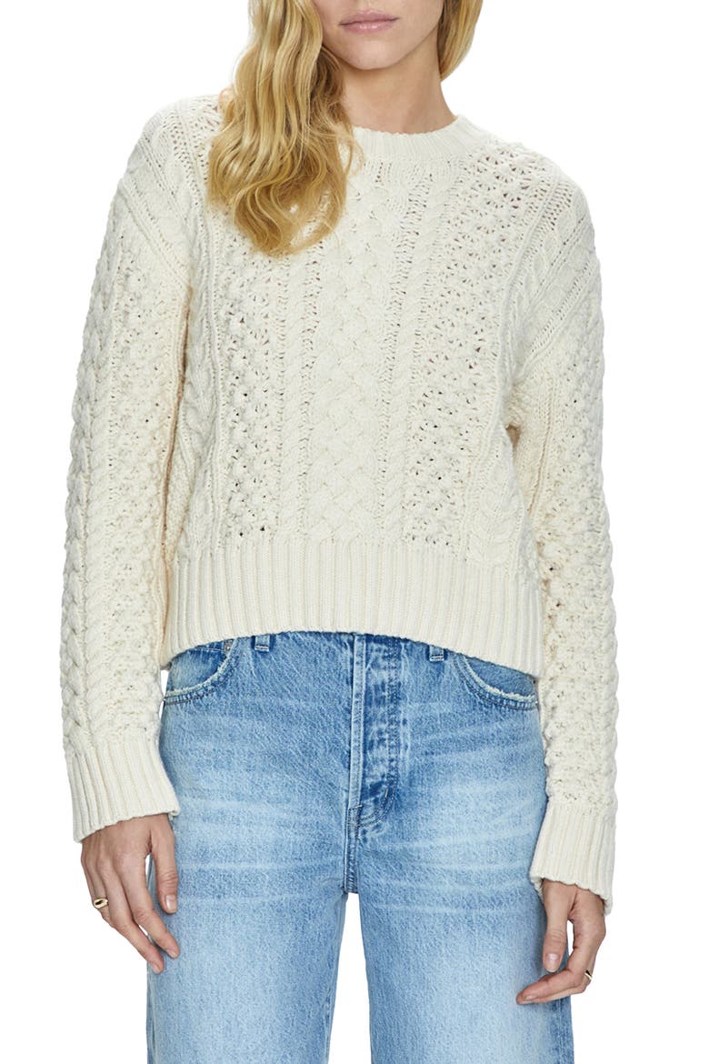 Quinn Mixed Stitch Cotton Blend Sweater, Main, color, IVORY
