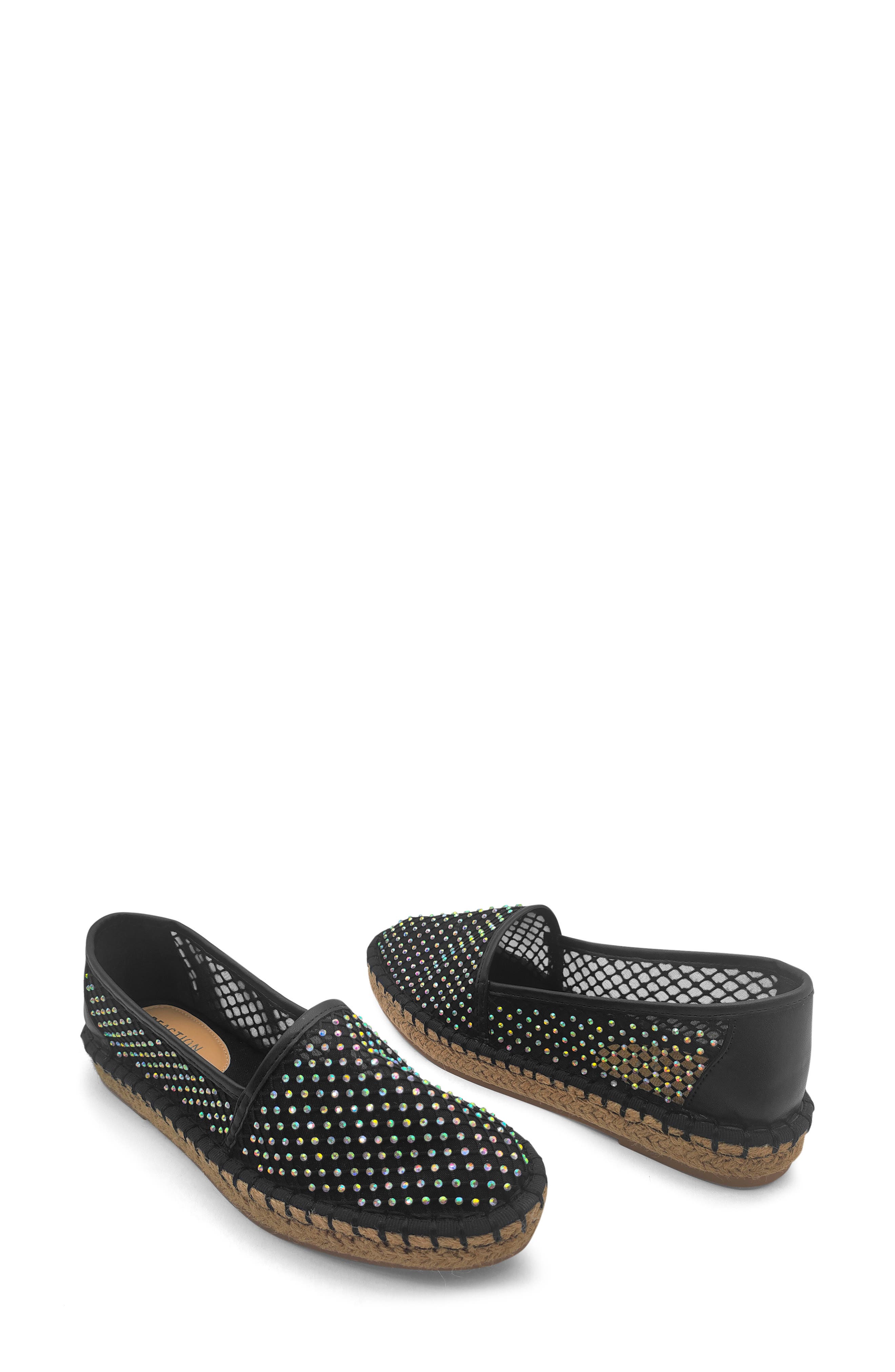Reaction Kenneth Cole Bonnie Rhinestone Espadrille Flat, Alternate, color, Black Crystal Mesh