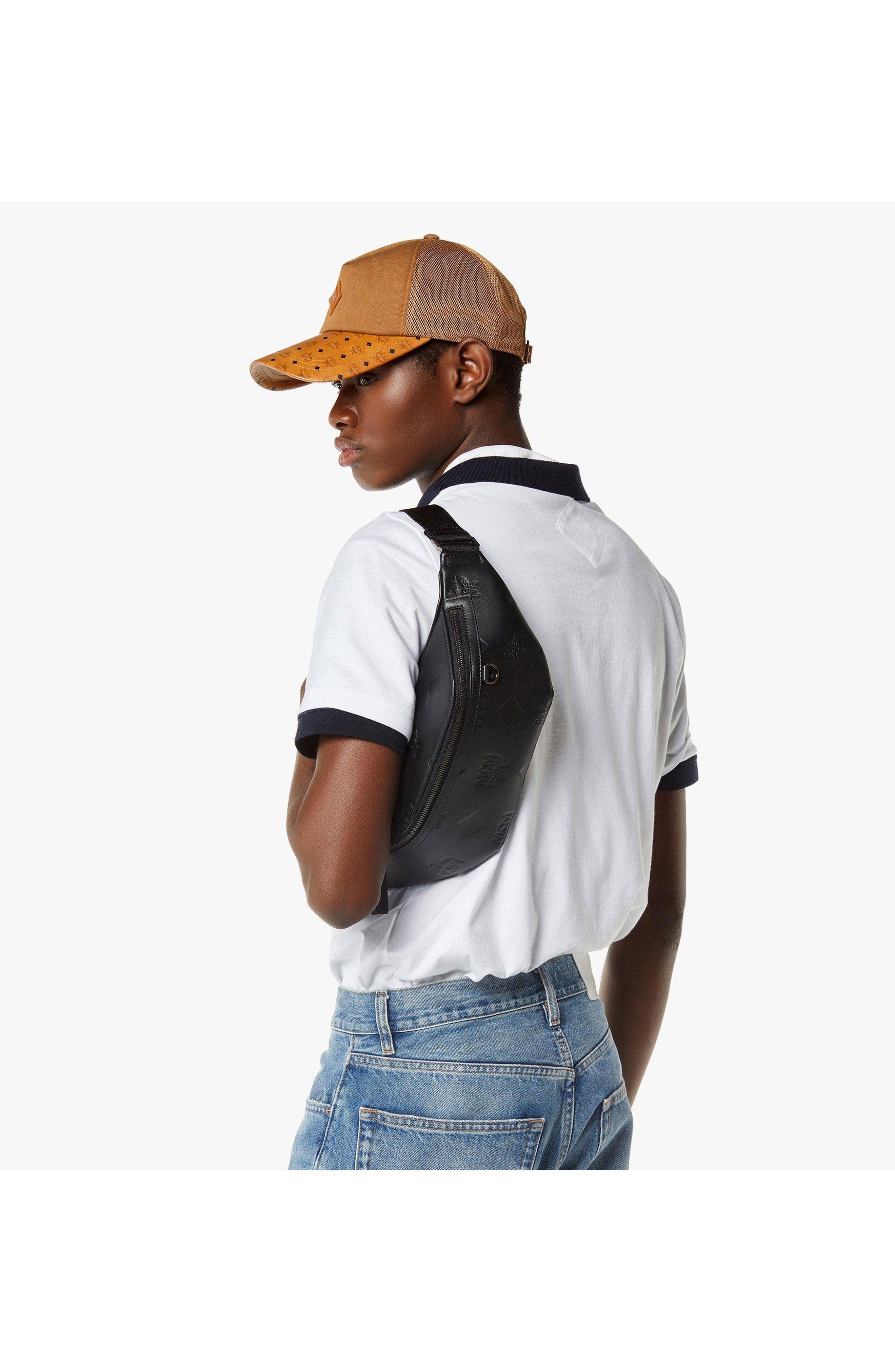 MCM Medium Fursten Belt Bag in Maxi Monogram Leather, Alternate, color, Black