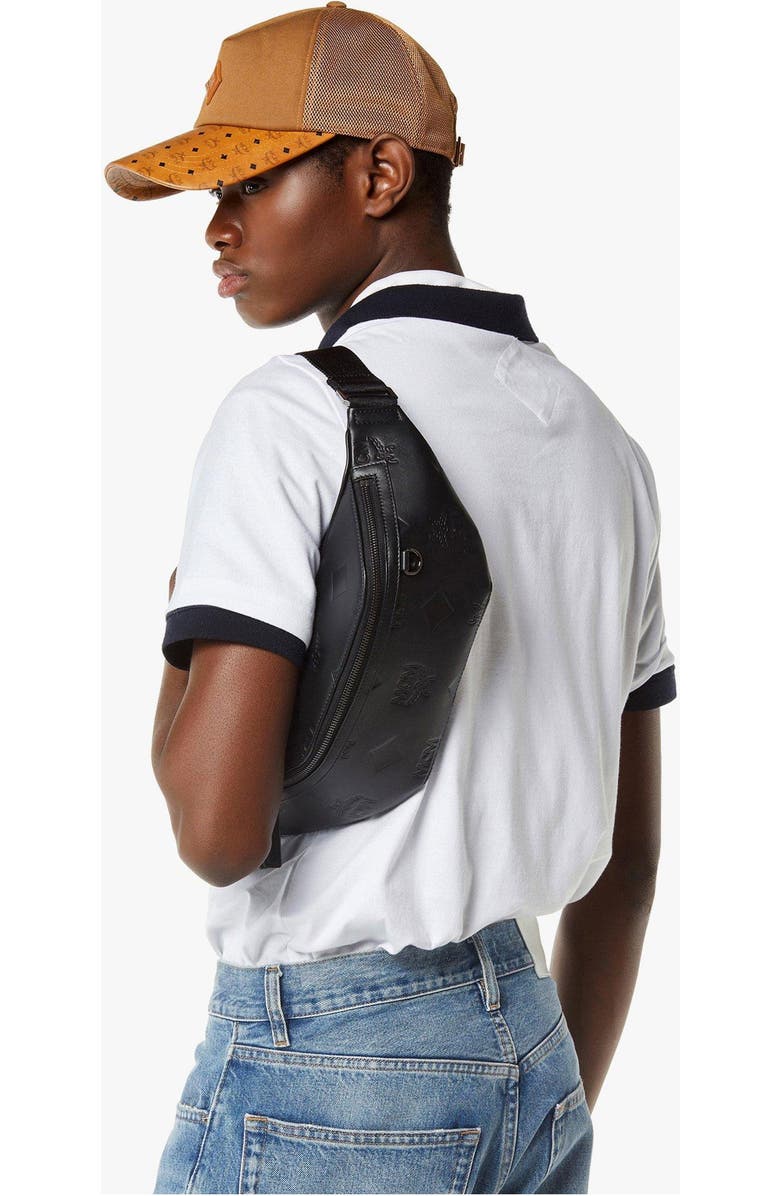 MCM Medium Fursten Belt Bag in Maxi Monogram Leather, Alternate, color, Black