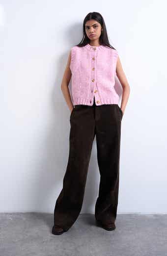 Topshop Fluffy Twist Button-Up Sweater Vest