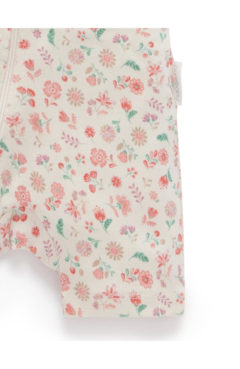 Purebaby 2 Pack Short Sleeve Zip Romper Floral, Alternate, color, Emilia Print