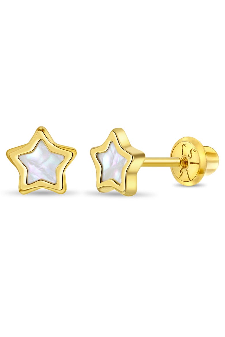 14k Mother of Pearl Star Earrings, Main, color, Gold