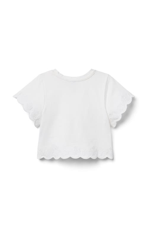 Janie And Jack Embroidered Eyelet Trim Top In White
