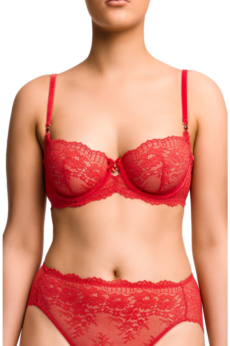Floradora Underwire Balconette Bra, Main, color, FLAME