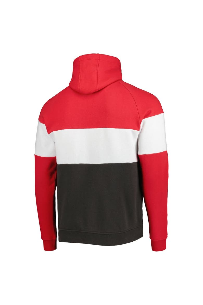 Men's New Era Heather Charcoal/Red Tampa Bay Buccaneers Colorblock Current Pullover Hoodie, Alternate, color, Heather Charcoal