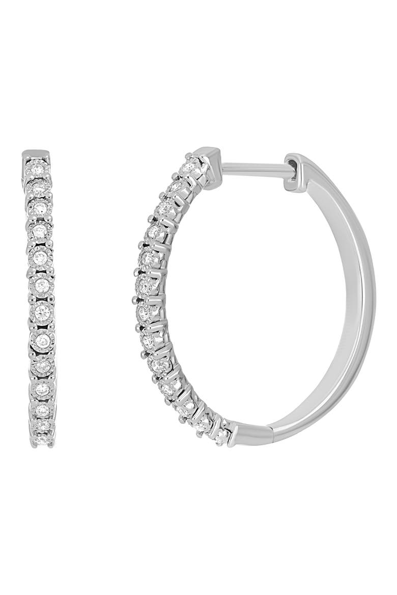 Diamond Hoop Earrings - 0.06ct., Main, color, 14K WHITE GOLD