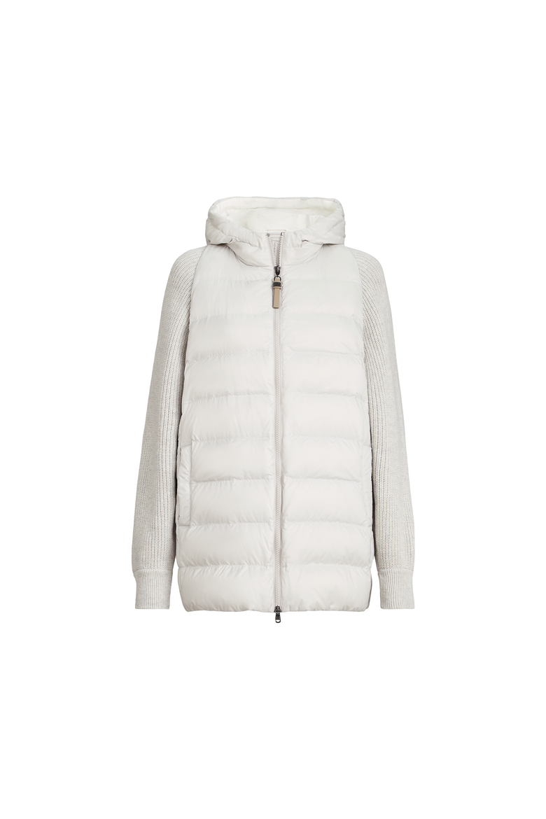 Nylon hooded down jacket, Alternate, color, Light Grey