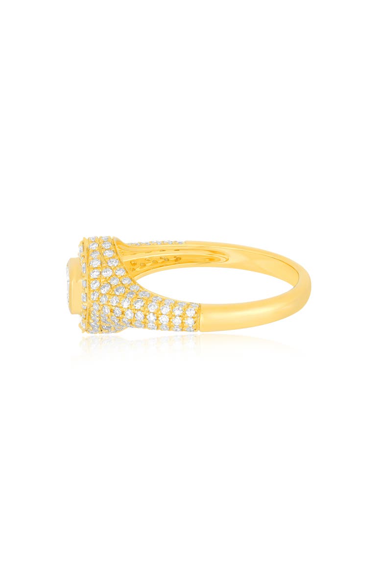 Daphne Emerald Cut Pavé Diamond Ring, Alternate, color, GOLD