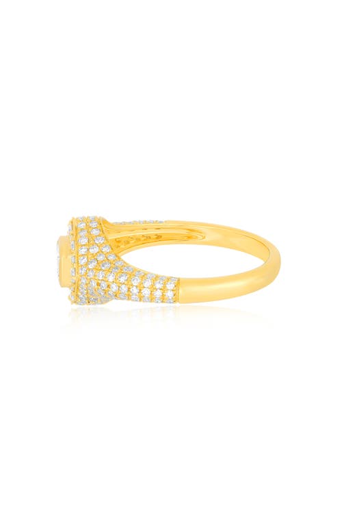 Ef Collection Daphne Emerald Cut Pavé Diamond Ring In Gold