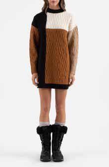 Blu Pepper Colorblock Long Sleeve Sweater Dress