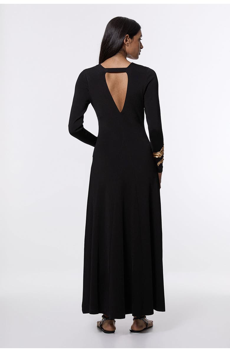 Karen Millen Keyring Detail Long Sleeve Knit Dress, Alternate, color, Black