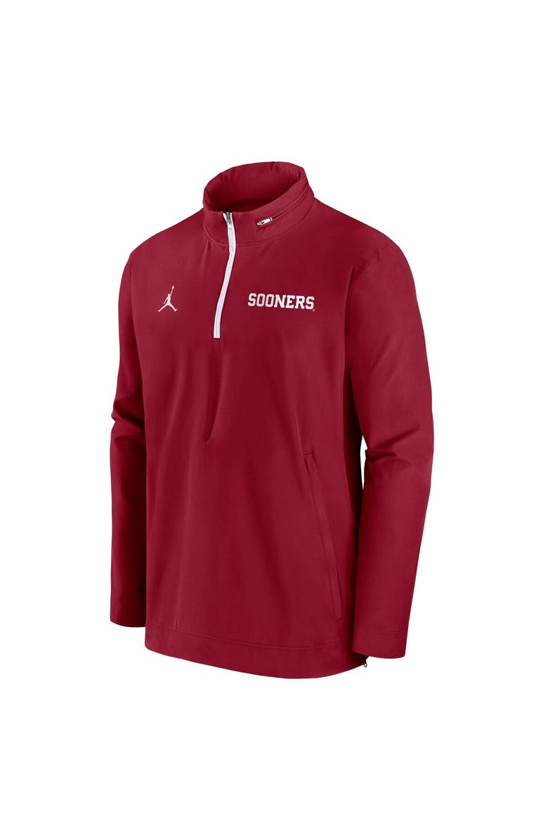 Jordan Brand Men's Jordan Brand Crimson Oklahoma Sooners Sideline Coaches Quarter-Zip Jacket, Alternate, color, Crimson
