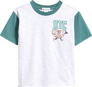 MILES THE LABEL Kids' NYC Pretzel On Light Raglan T-Shirt