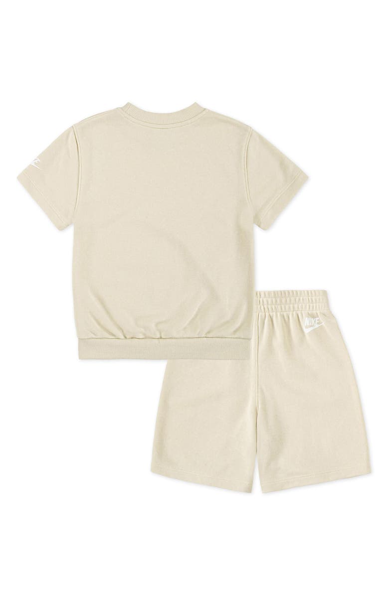 Nike Kids' Logo Graphic French Terry Sweatshirt & Sweat Shorts Set, Alternate, color, Nike Light Khaki