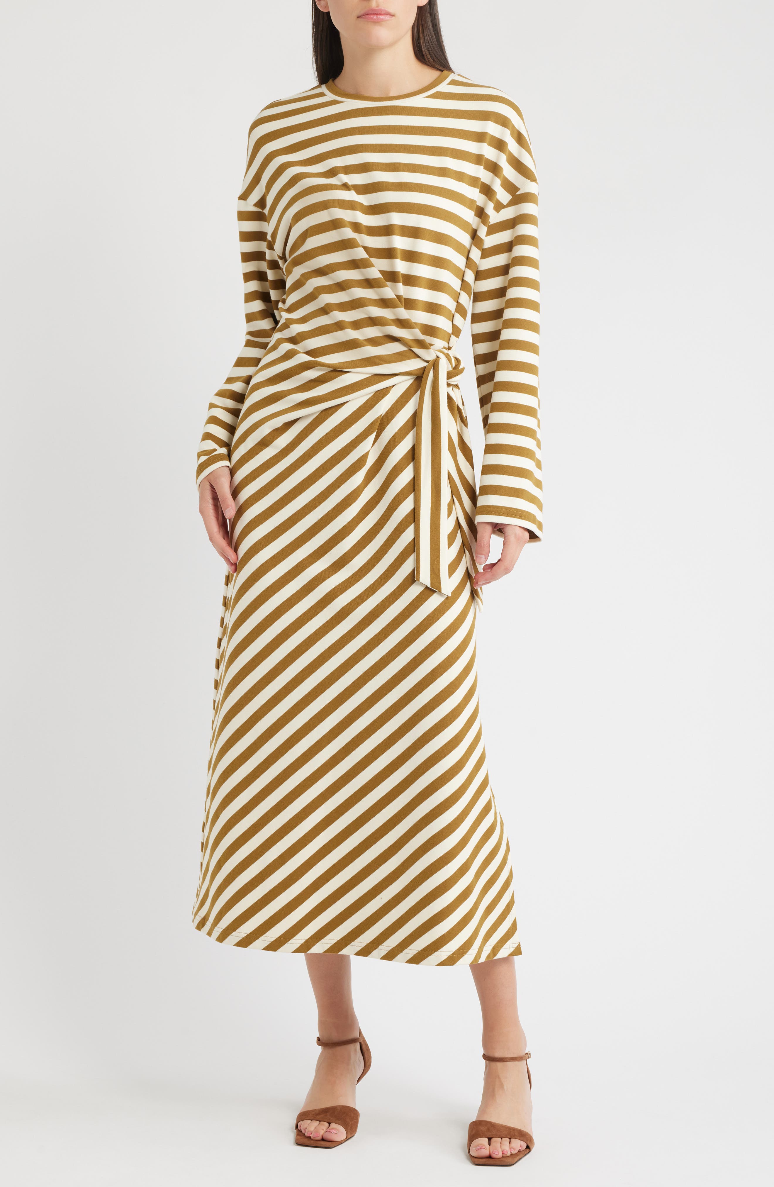 FRNCH Fenouil Directional Stripe Long Sleeve Dress